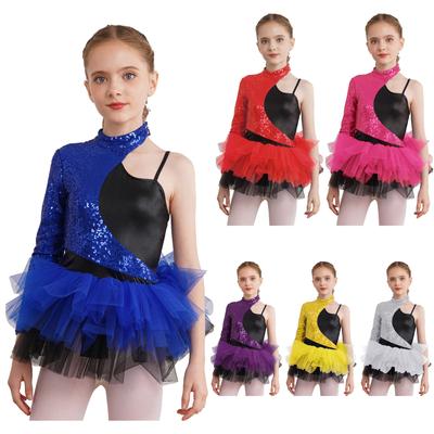 Kinder Mädchen Pailletten Ballett Trikot Tutu Kleid Eiskunstlauf Moderne Zeitgenössische Tanz Kostüm