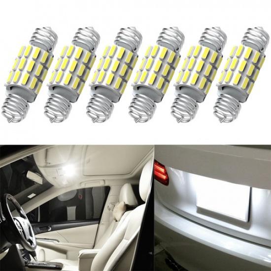 6X  31MM-36MM Festoon LED Map Dome License Plate Light Bulb Kit White EOA