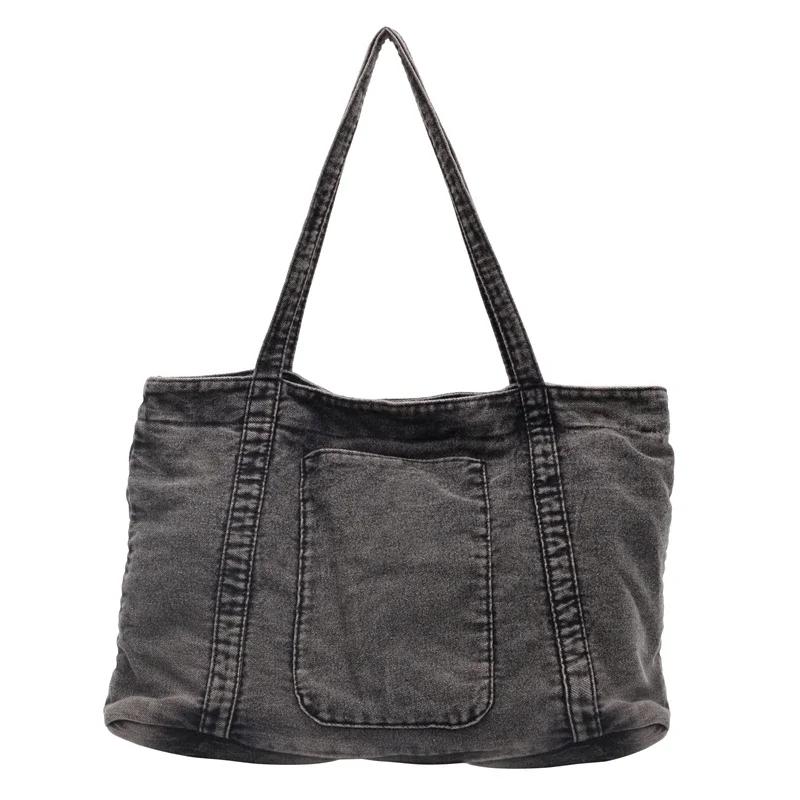 Advanced leisure versatile bags hot sale large capacity denim bag durable resistant simplicity single shoulder bag
