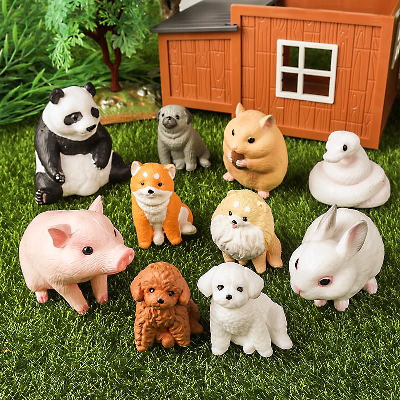 Oenux Farm Model Pig Hen Rabbit Shiba Inu Goat Action Figures Poultry Animals Figurine PVC Miniature Home decor Lovely Kids Toy