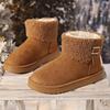 Fashion Faux Fur Non Slip Snow Boots Women 2025 Winter Round Toe Thick Bottom Ankle Boots Brown Warm Short Plush Cotton Booties