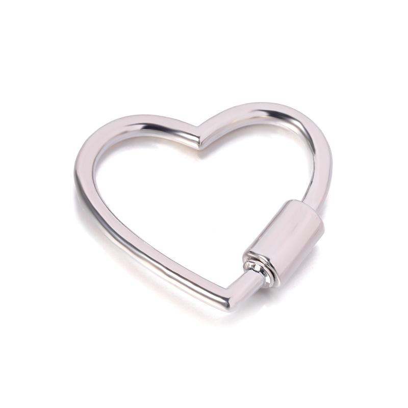 

Heart Shaped Opening Buckle Metal Spring Gate Ring Keychain Dog Chain Connection Buckles Bag Lanyards Clip Hook DIY Accessories серебряный