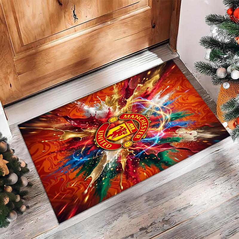 Tappeto in Flanella Stampato Manchester United Antiscivolo Morbido Poliestere Tappeto per Pavimento Tappetino Decorativo per Interni per Camera da Letto Soggiorno Divano