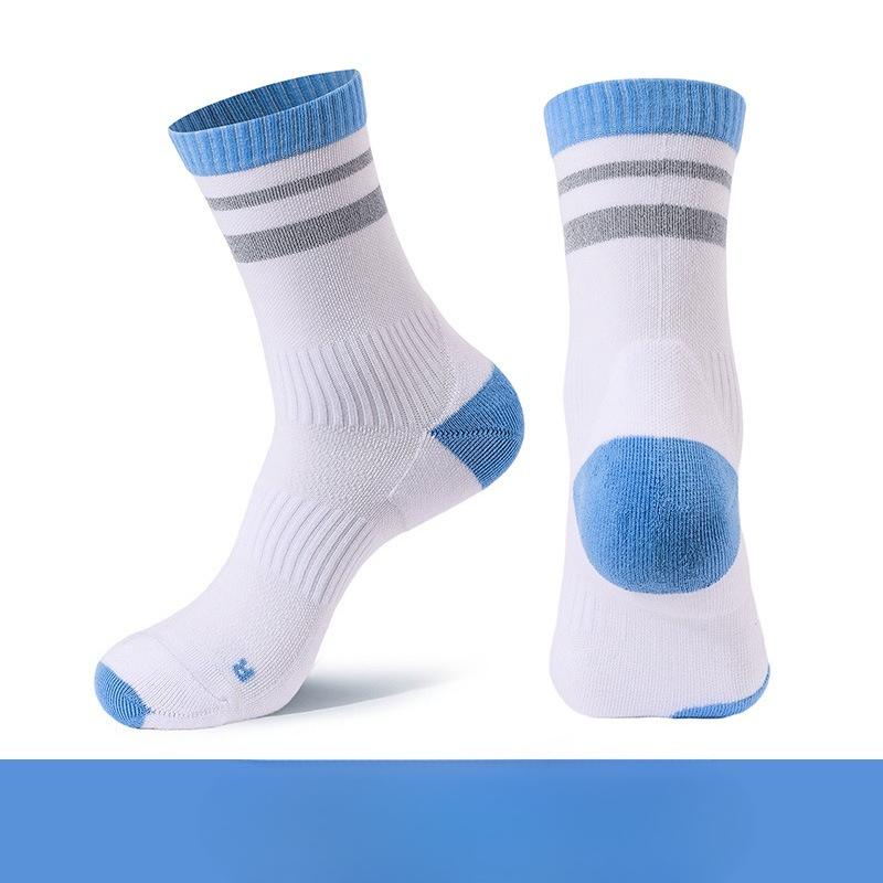 

Женские летние спортивные носки-трубы для бадминтона, бега, с влагоотводящим низом, впитывающие пот, нескользящие L（（1 pair）） синий/белый