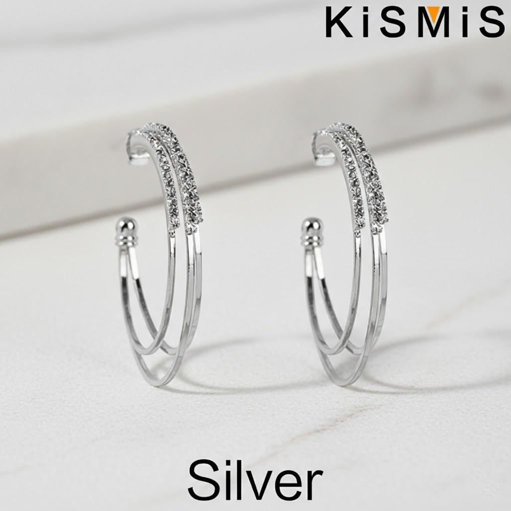 

Серебряные Круглые Серьги-Кольца Роскошные Модные Серьги с Индивидуальностью Ювелирные Изделия Подарки для Женщин серебряный