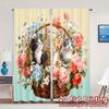 2pcs   2D FLAT PRINTING Curtains (Without Rod) KittenBouquet Popular Fashionable Curtains Polyester Curtains Home Decor