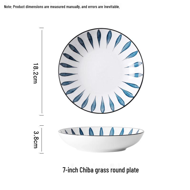 Набор из 10 японских керамических тарелок - Креативные блюдца и глубокие суповые тарелки с подглазурной росписью
