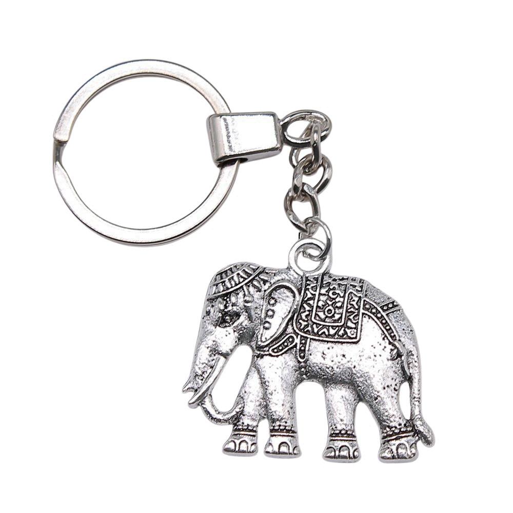 Pendentifs Porte-clés Éléphant Amoureux des Animaux Bijoux en Métal Artisanat Anneau 30mm