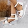 Fashionable brown cross-belt thick-soled wedge sandals, comfortable and increased women's shoes