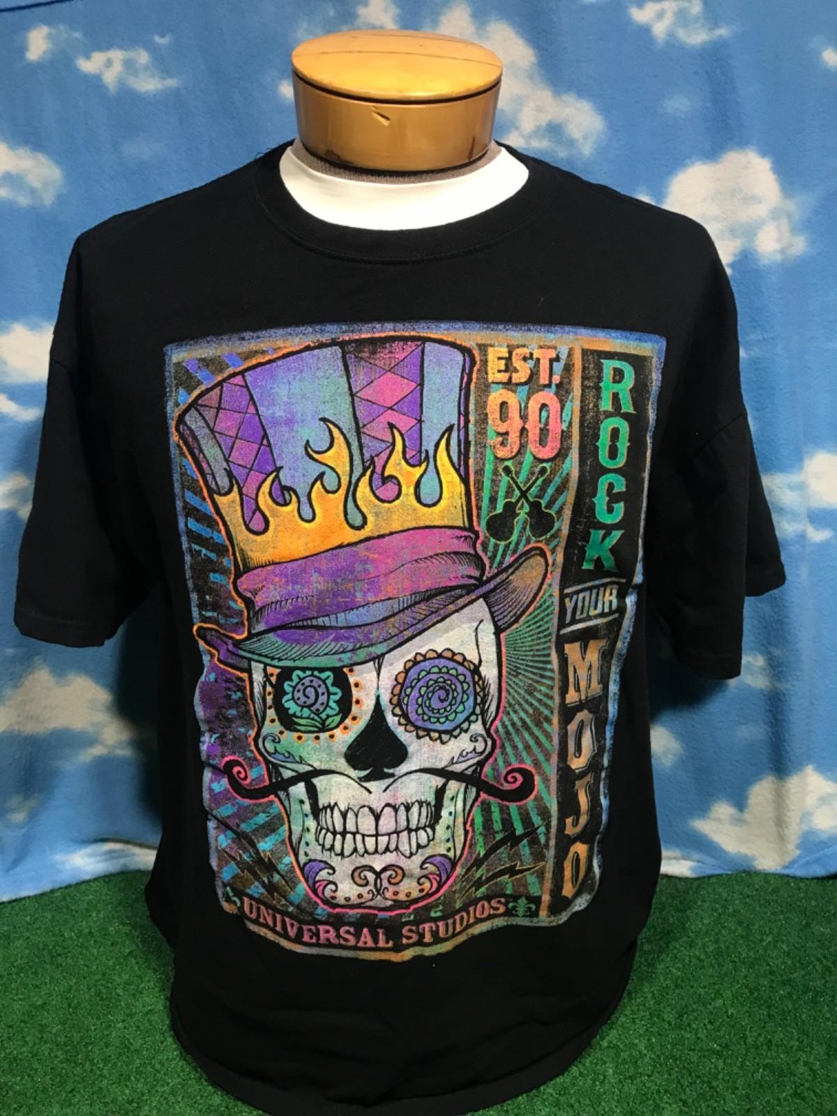 Universal Studios Mardi Gras Shirt 2015 Rock Your MoJo Skull Mens XL C31 S разноцветный