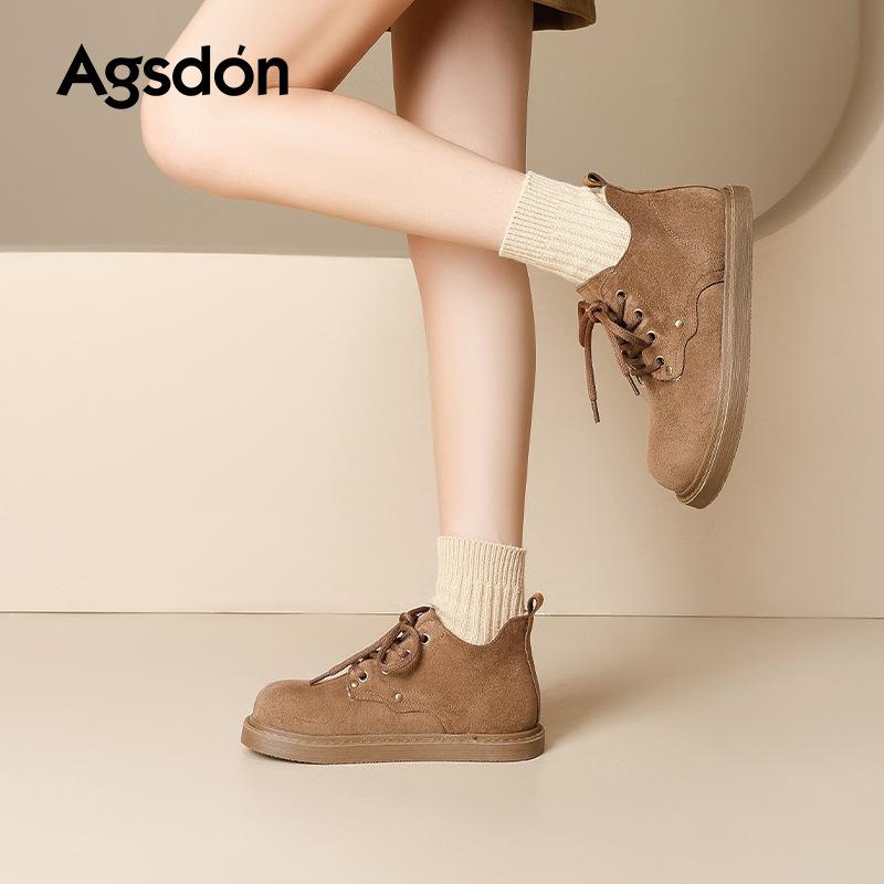 Augustine Fleece Martin Boots Women's 2025 New Platform British Merard Retro Rhubarb Short Boots Snow Boots
