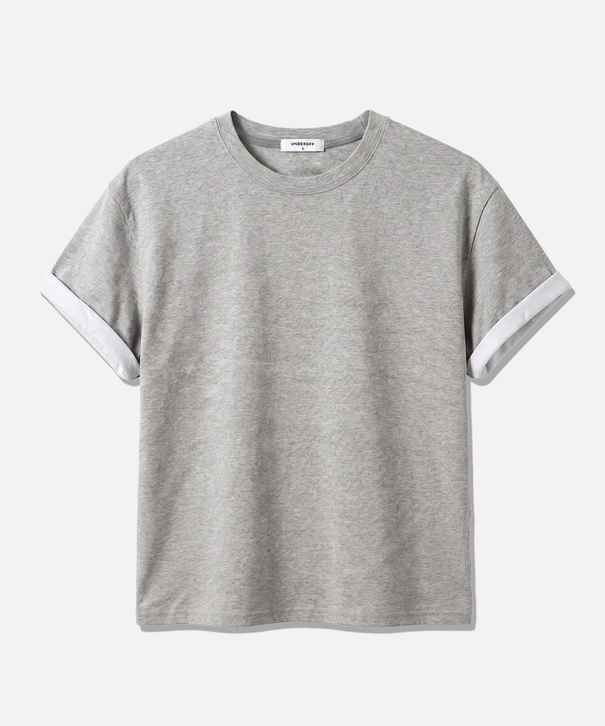 UNDEROFF [2Pack] Roll-Up Sleeve Crop Short Sleeve T-Shirt