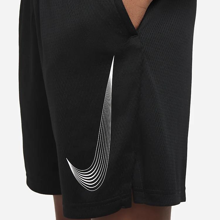 Nike Pure Color Brand Logo Print Elastic Waist Straight Leg Kids Shorts Kids Bottoms Black DM8537-010