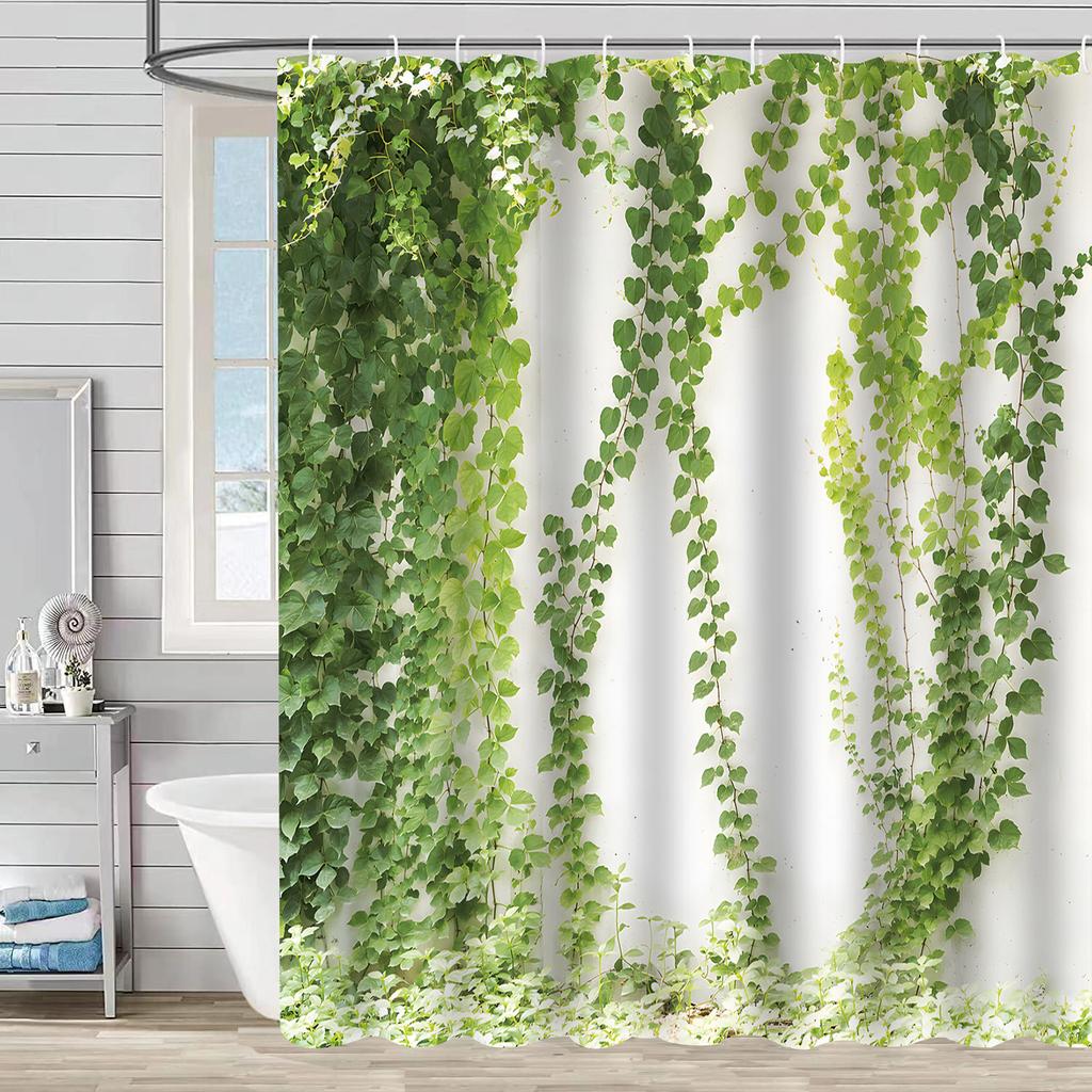 Shower Curtain Waterproof And Mildew-Proof 3D Digital Printing Plant Stone Printing Shower Bathroom Partition