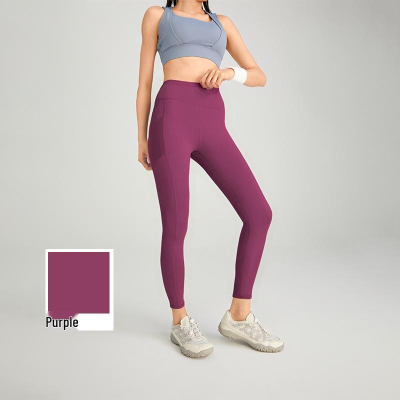 High-Waist Butt-Lifting Women's Yoga Pants with Side Pockets - Slim Fit, Leg-Slimming Fitness Leggings