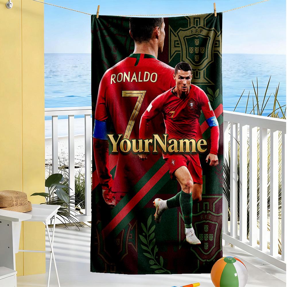 Cristiano Ronaldo Customize Text Beach Towel Super Soft Microfiber Quickdry Fabric Portable for SwimmingBeachCamping Travel Beach AccessoriesGym