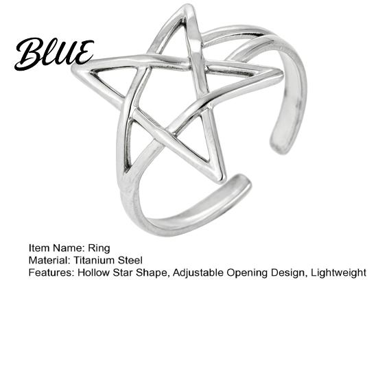Hollow Star Shape Finger Ring Thumb Adjustable Opening Design Titanium