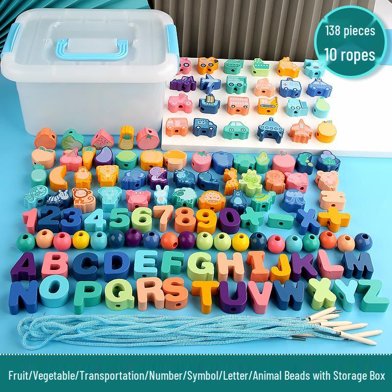 Wooden Animal & Fruit Stringing Educational Toy for Kids