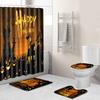 Halloween Bathroom Shower Curtain Floor Mat Combination Four-Piece Set Bathroom Toilet Carpet Door Mat