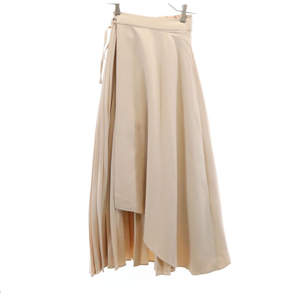 Unused Rienda Maxi Length 2-way Design Pleated Skirt S Beige Women Used