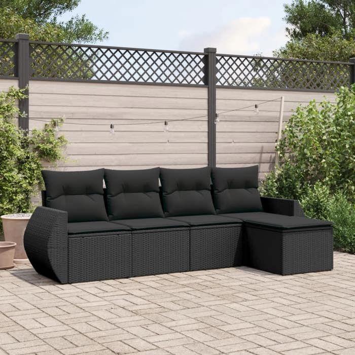 VidaXL Garden Lounge Set with Cushions 5 Pcs, Patio Sofas, Patio Furniture Set, Outdoor Furniture, Black 3253622