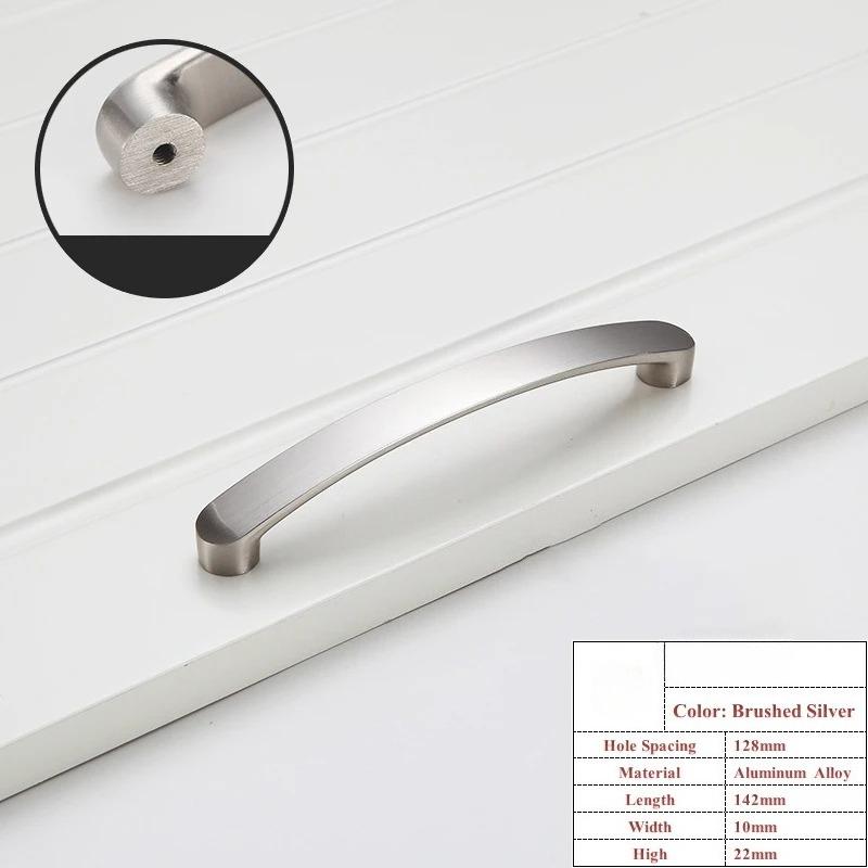 Bright Chrome Furniture Cabinet Handle Modern Minimalist Kitchen Door Knob Brushed Drawer Wardrobe Door Pull Hardware Dress Knob