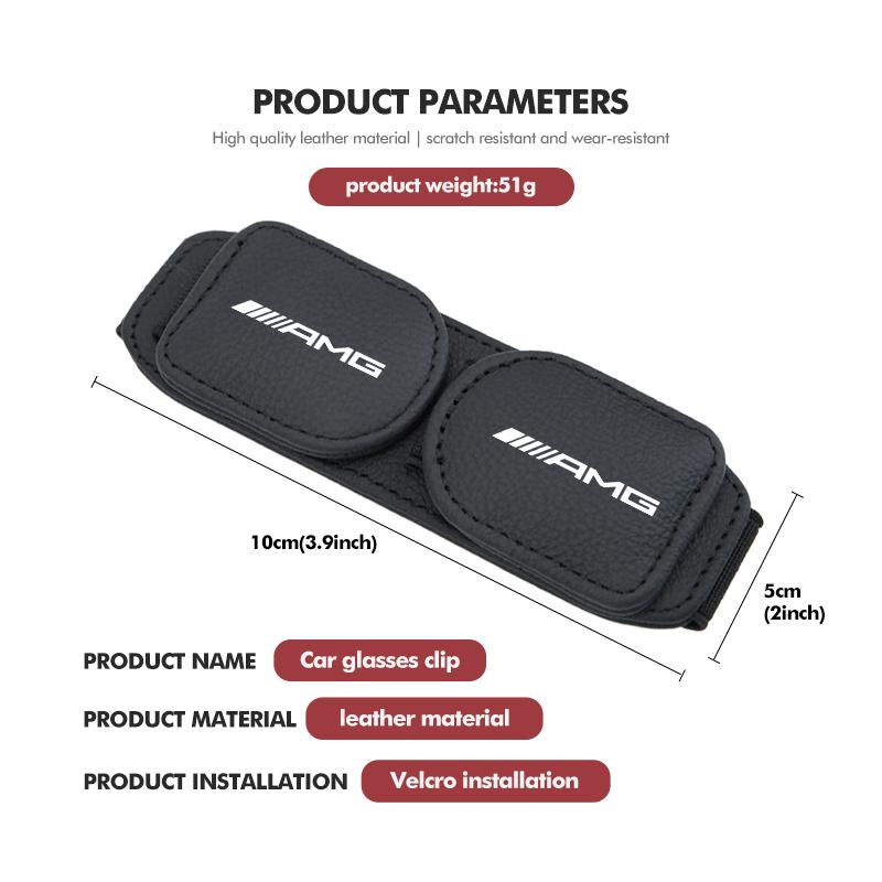 BTY4  Leather Car Glasses Clip Sun Visor Eyeglasses Card Ticket Holder For Mercedes Benz AMG W202 W212 W213 W220 W221 W222 C180 C200