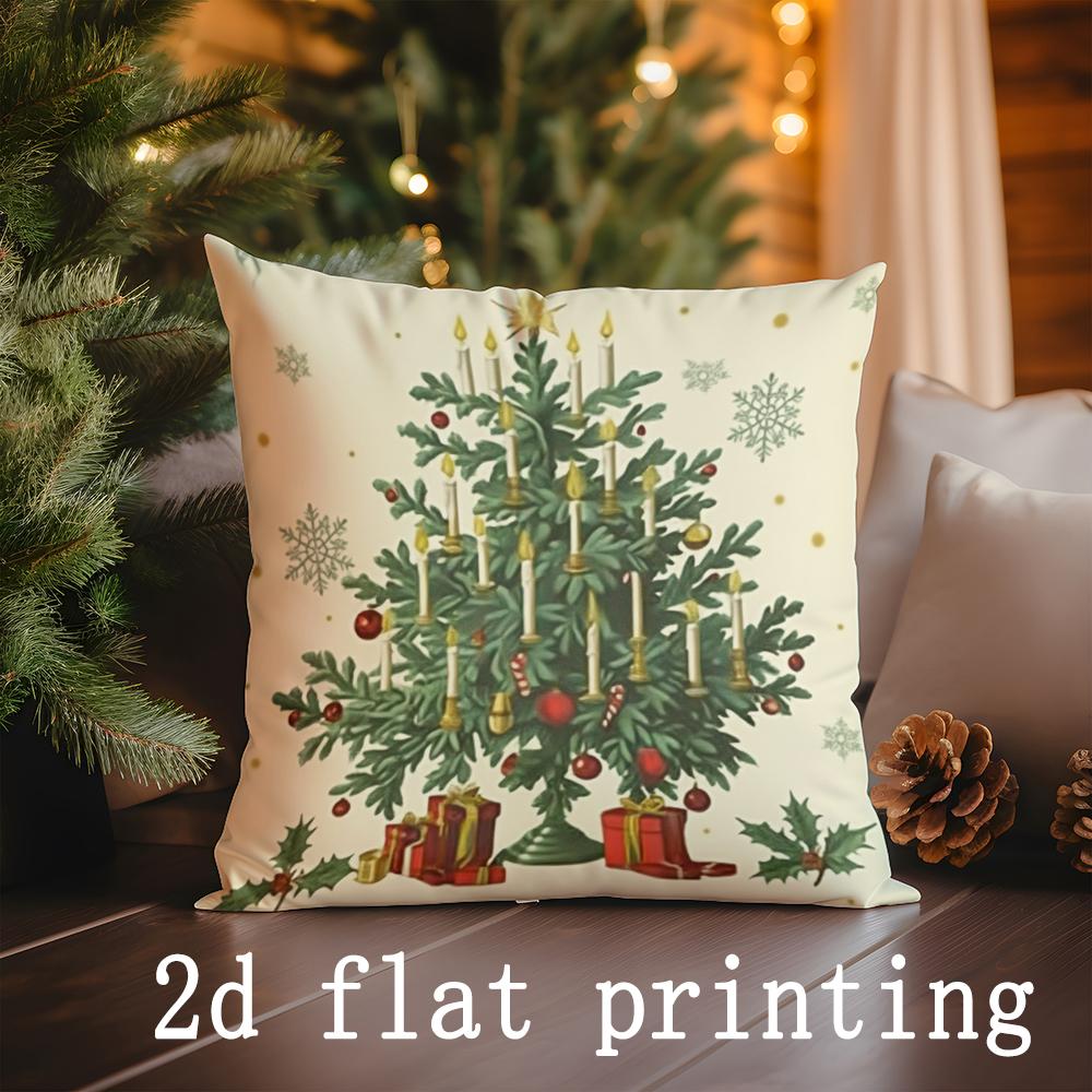 

Home Decor Christmas-themed Cushion Covers with Winter Scenes Pattern Cushion Cover Suitable for Sofa Bedroom Car Pillow Cover 16x16Inch