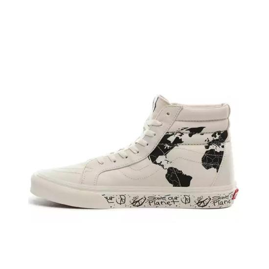 Vans Спасите нашу планету x Переиздание Sk8-Hi  Белый Черный  VN0A4BV8TGP Мужская обувь EU 34.5