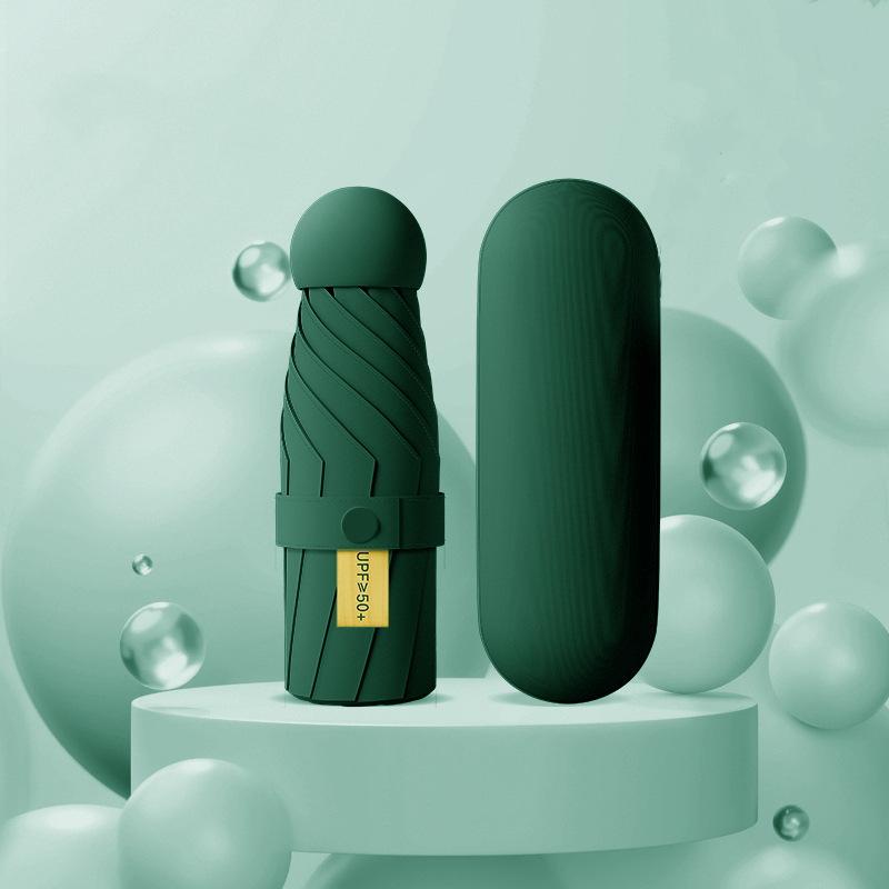 Compact Five-Fold Mini Umbrella: Portable Capsule Design for Sun & Rain, Dual-Use, Anti-UV Protection for Women