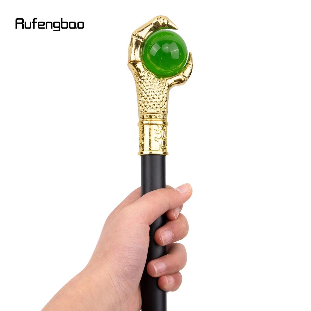 Dragon Claw Grasp Green Glass Ball Golden Walking Cane Fashion Decorative Walking Stick Cosplay Cane Knob Crosier 93cm