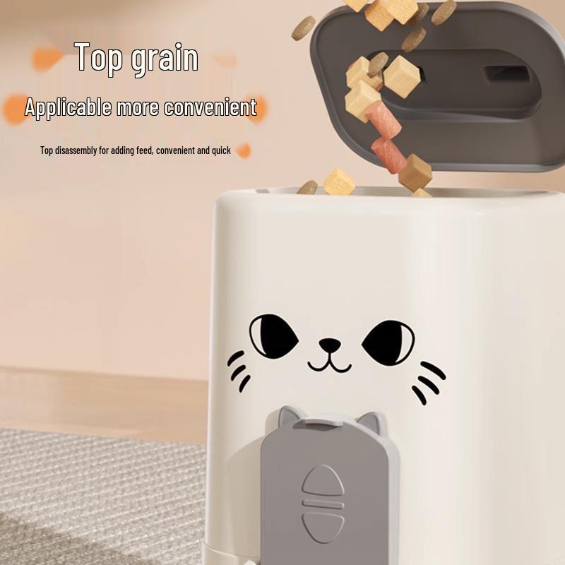 Portable Detachable Cat Face Split Feeder & Waterer with Built-in Measuring Ruler