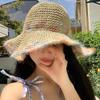 Summer Colorful Woven Straw Hat For Seaside Vacation Breathable Hollow Out Large Brim Uv Resistant Sun Hat