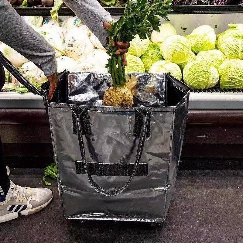 Carrello della spesa pieghevole portatile con ruote, grande capacità, per la spesa, il campeggio, oltre 10L