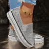 Women's New Spring Slip‑On Thick‑Sole Loafers Casual Rhinestone Fashion Plus Size Flat Shoes
