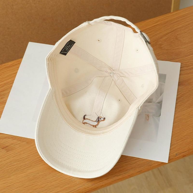 Breathable Cotton Blend Embroidered Puppy Design Adjustable Unisex Baseball Hat Multiple Colors