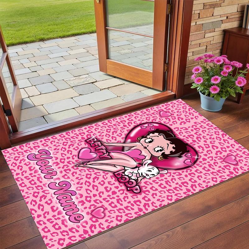 Crystal Velvet Rug Custom Name Text, Soft Non Slip Floor Mat Home DecorBetty Boop