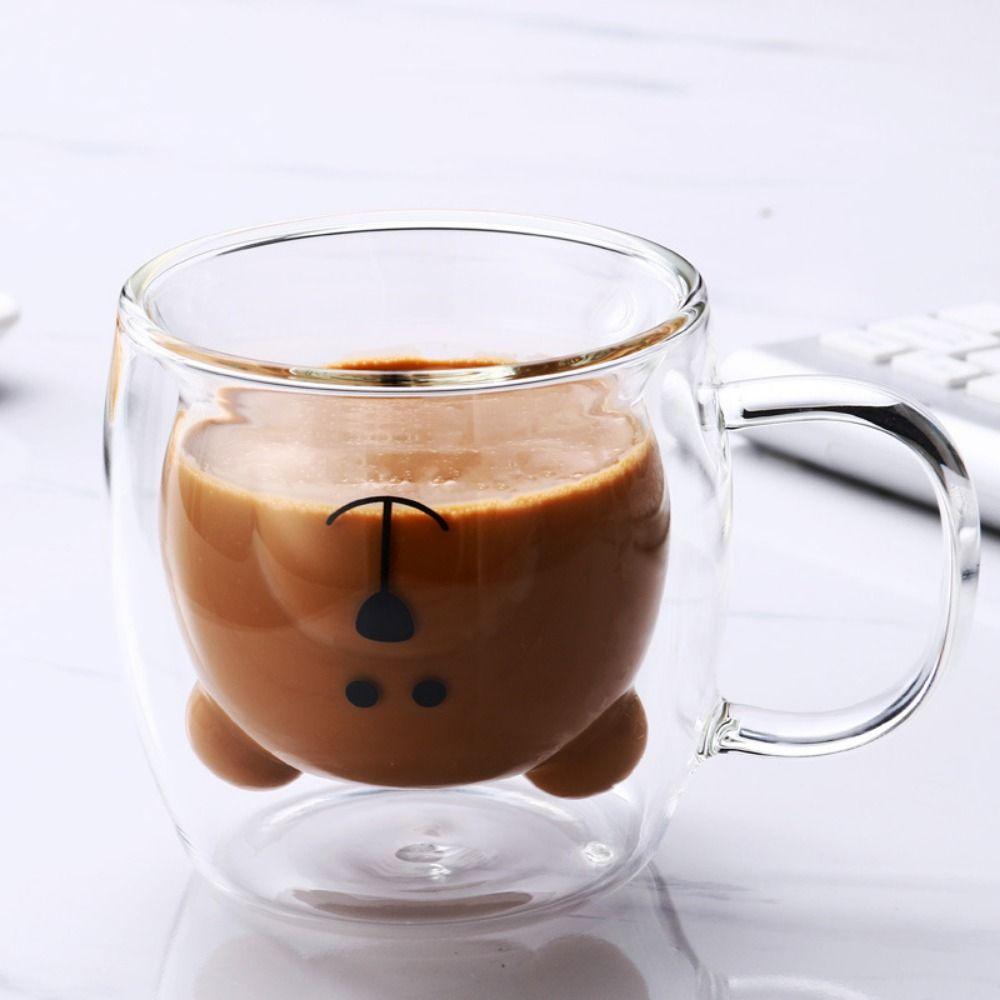 250ml Glass Cup Transparent Coffee Mug Personal Bear Tea Coffee Cup Kitchen supplies