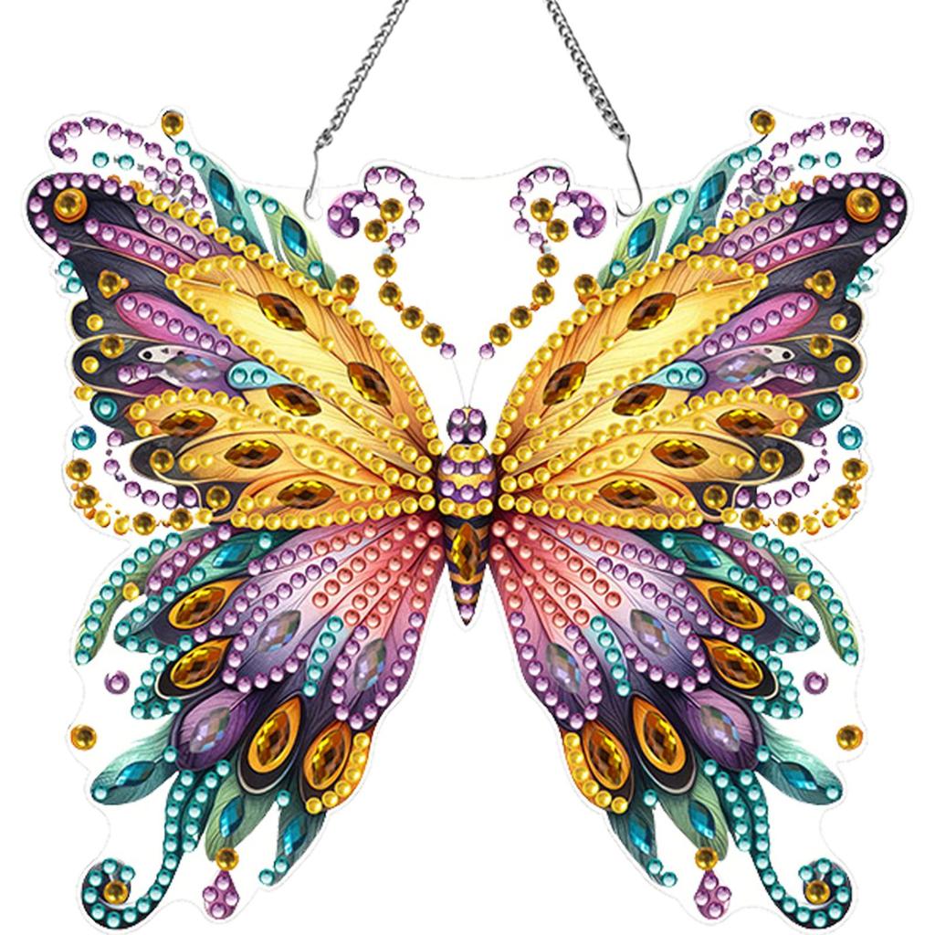 Double Sided Acrylic Owl 5D DIY Diamond Painting Dots Pendant Rhinestone Diamond Art Pendants for Garden Window Decor