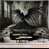 Gothic Fallen Angel Wall Hanging Tapestry, Dark Occult Symbol Art Decor Fabric, Unique Mysterious Ornament For Home Room