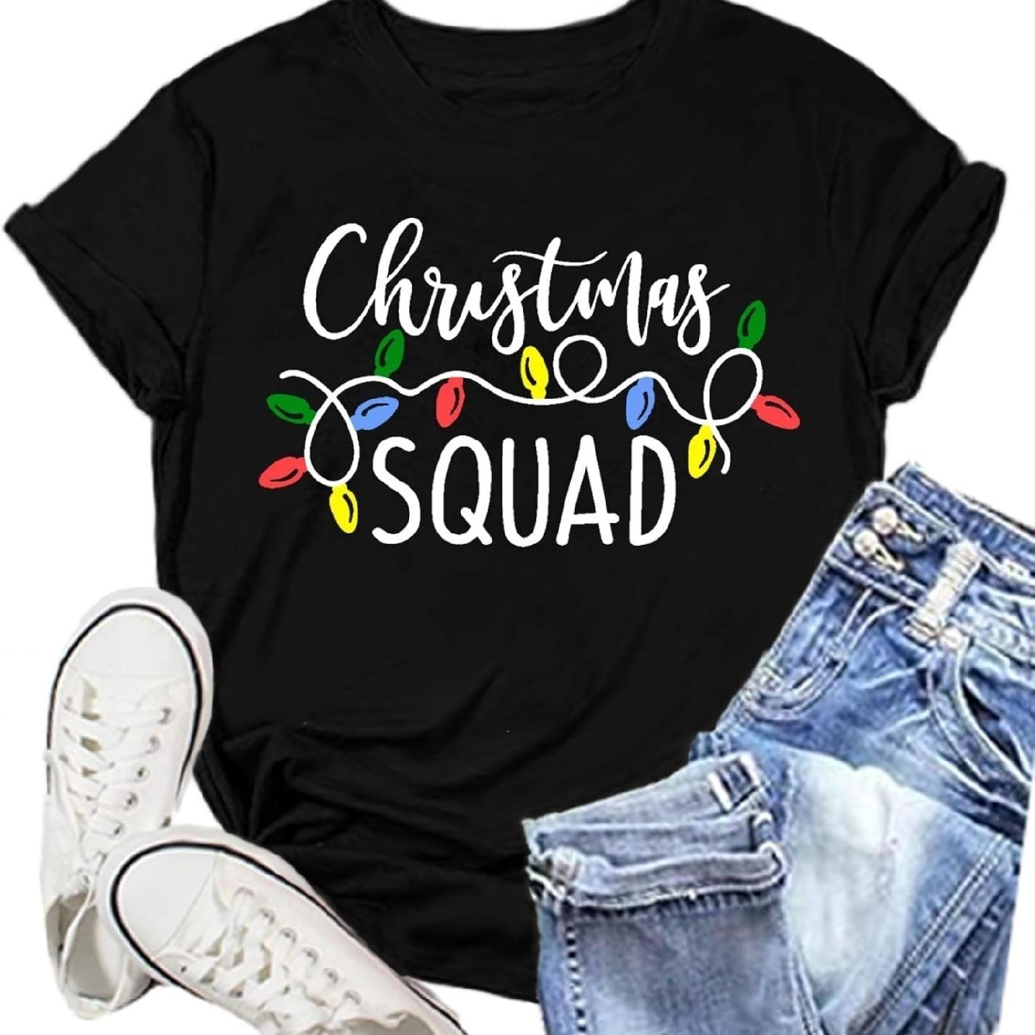 Christmas Squad Shirt for Women Christmas Crew Tshirt Xmas Lights Tee Tops XXXXXL разноцветный