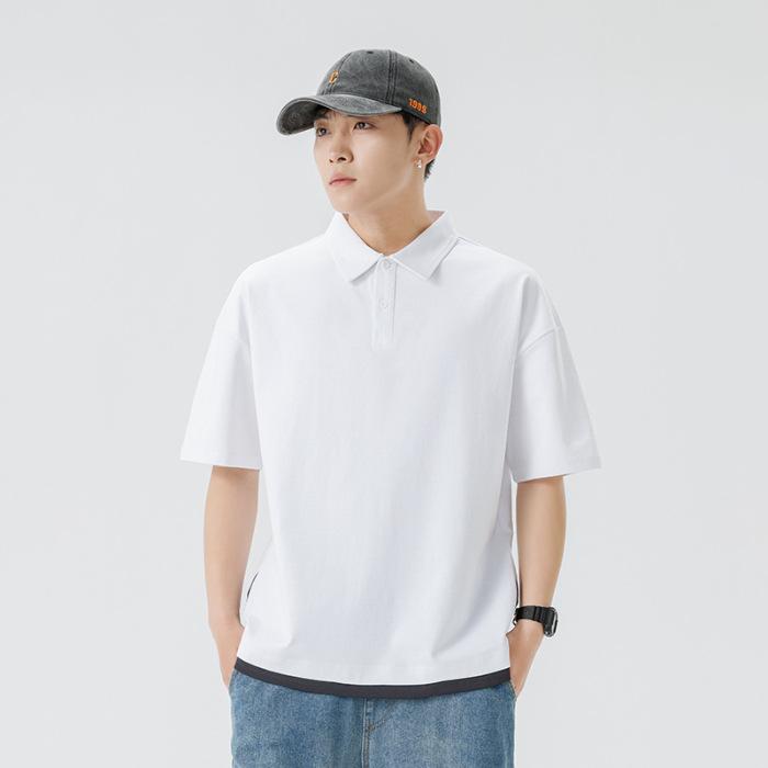 Men's Short-sleeved POLO Shirt Summer Heavy T-shirt Men's Lapel Thin Short T-top