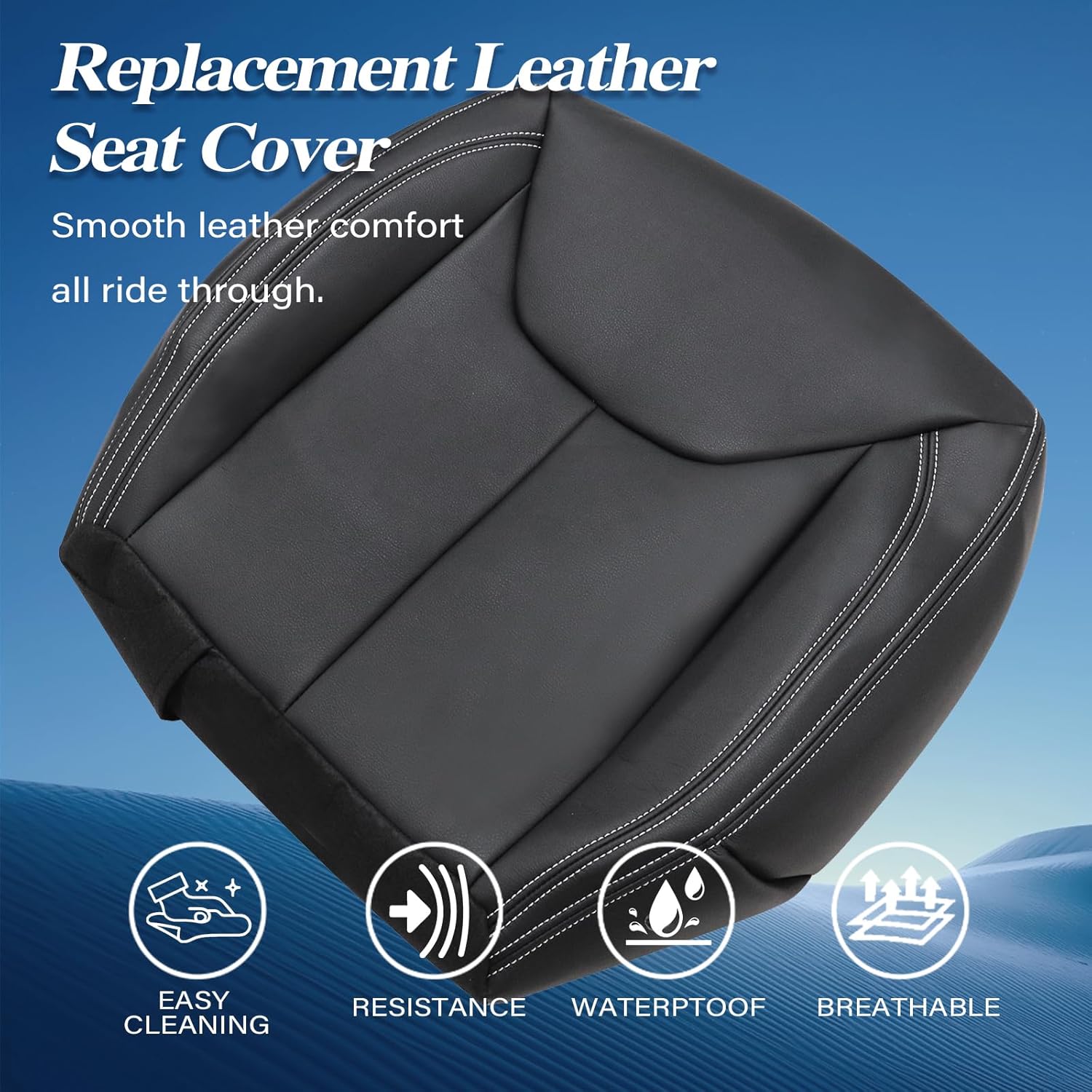

GXARTS #X9 Black Front Driver Side Bottom Seat Cover Replacement Leather Compatible with Jeep Wrangler 2013 2014 2015 2016 2017