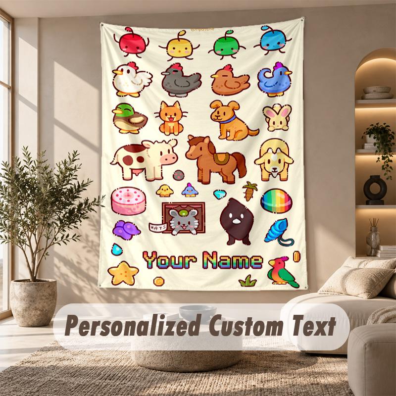 Tapestry Custom Name Text, Wall Hanging Tapestry Home Room DecorStardew Valley