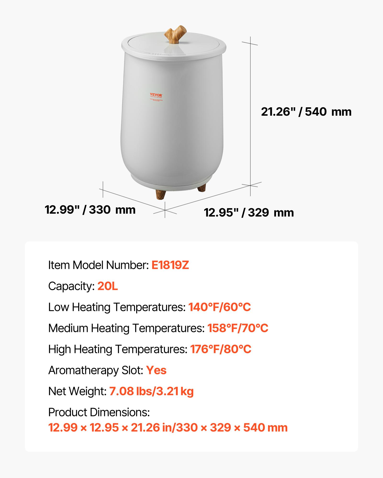 

SucceBuy 20L Towel Warmer Bucket w/ 24H Delay Timer Auto Shut off Child Lock Heated Towel Warmer for Spa Towels Blankets Clothes