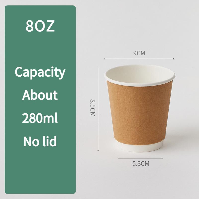 25pcs Disposable Double-layer Coffee Cup Thickened Heat-insulating Kraft Paper Cup Hollow Heat-resistant Beverage Cups Sealed Leak Proof Lid