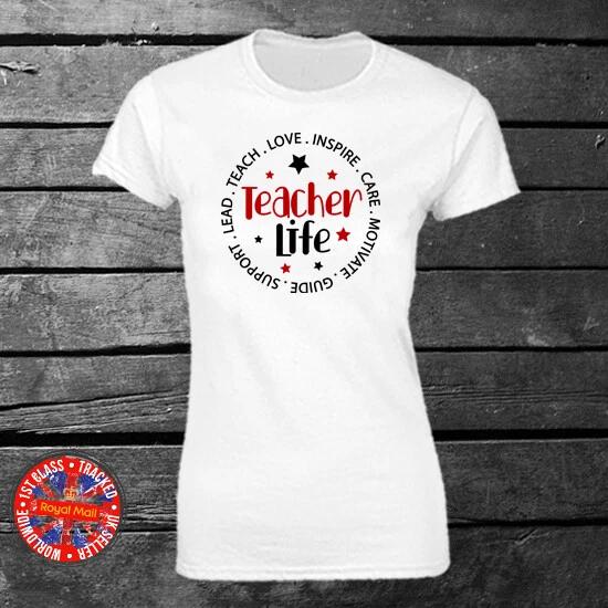 Teacher Life T-shirt Mens Ladies Gift Teacher Day School High School Collage L