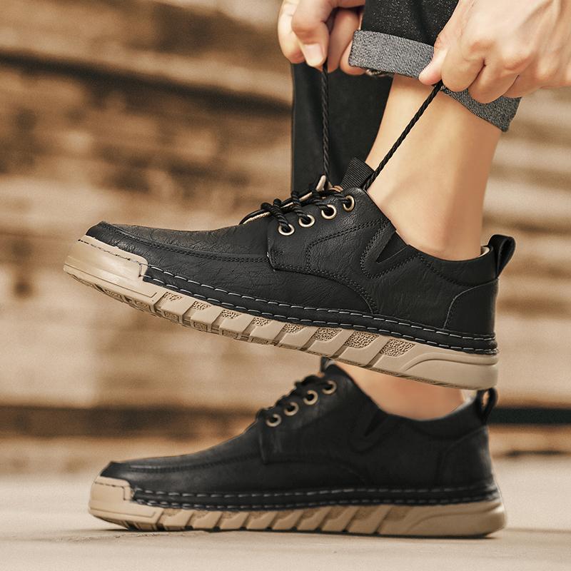 New Men‘s Casual Shoes Handmade Leather Loafers Comfortable Men's Shoes Leather Flat Moccasins Men Sneakers