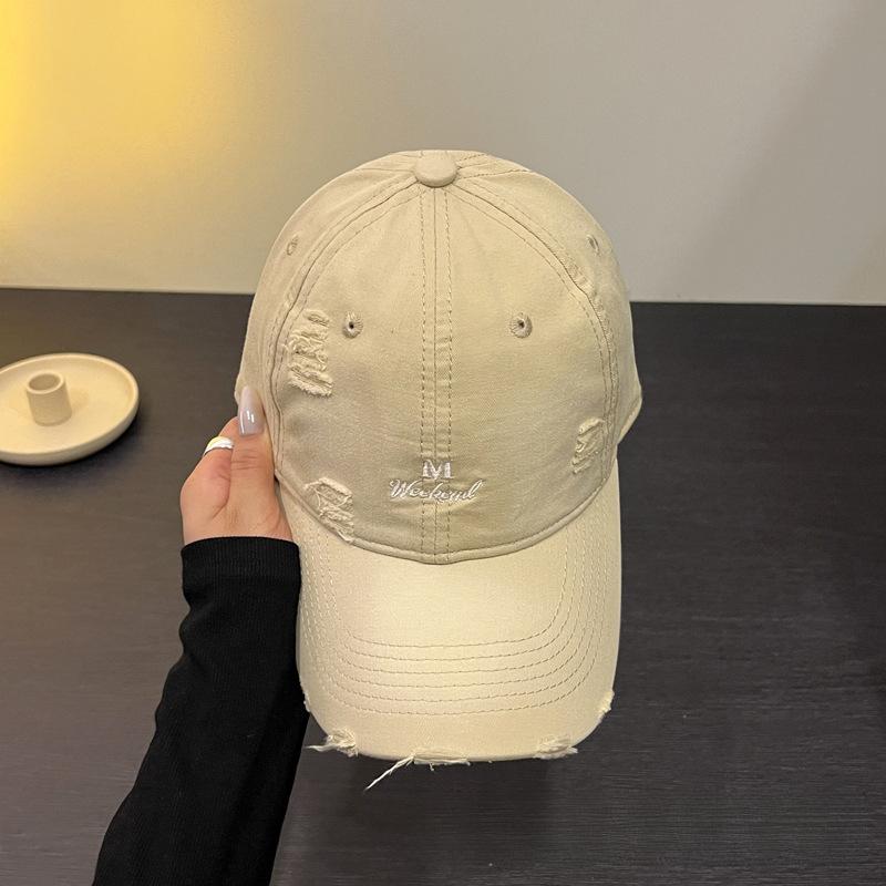 Ripped Letter Embroidery Baseball Cap Children Spring And Summer Soft Top Cap Men'S High Quality Trend