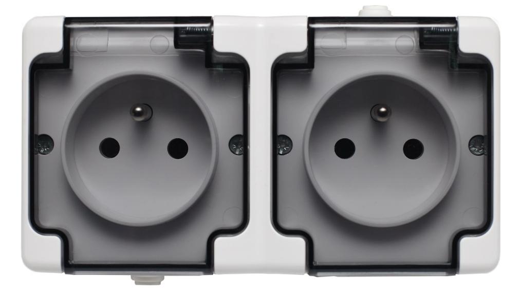 Bryza Hermetic Socket Double Z/U Ip54 With Smoke Flap White 181436